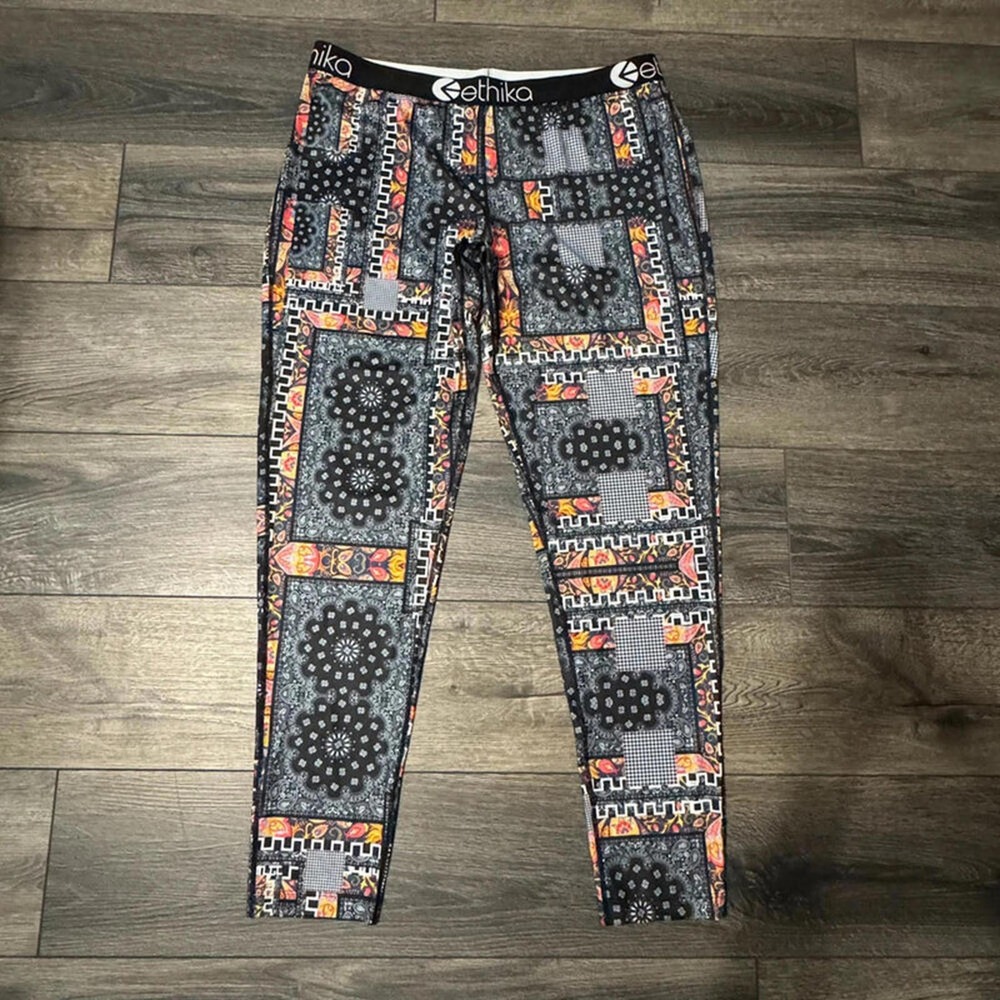 Ethika Boho Patchwork Leggings Multicolor Large Festival Streetwear Yoga Pants